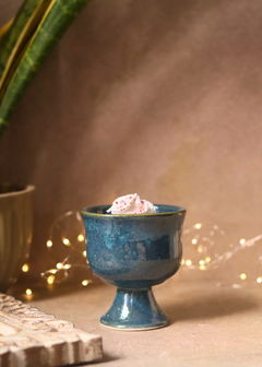 handmade metallic blue ice cream goblet