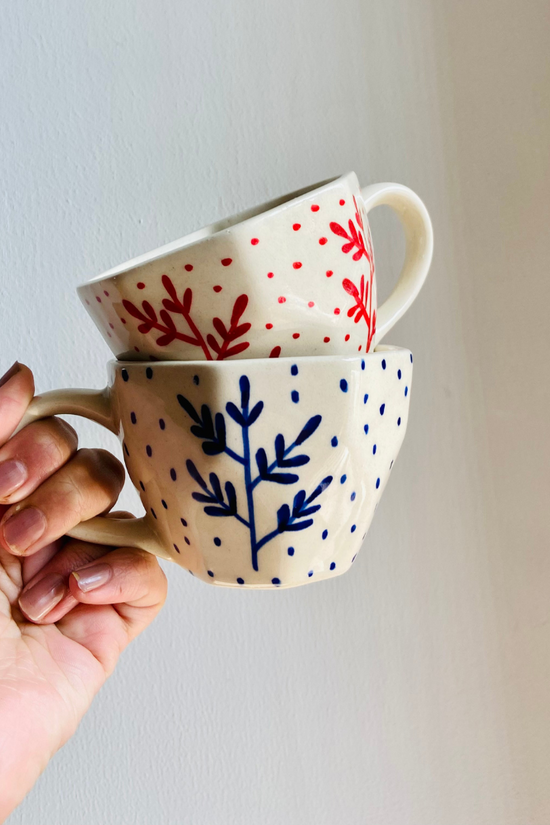 handmade fall leaf mugs 