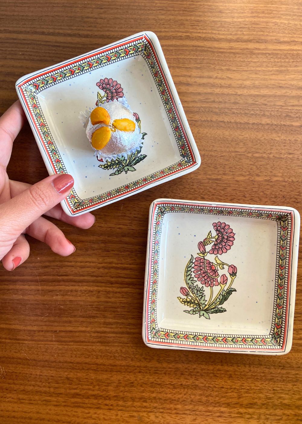 Red Motif Platter made by ceramic