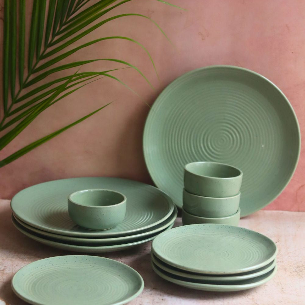 Handmade Set of 12 - Sage Green Dinner set