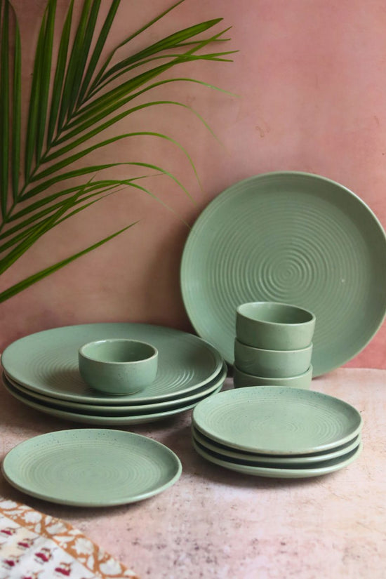 Handmade Set of 12 - Sage Green Dinner set