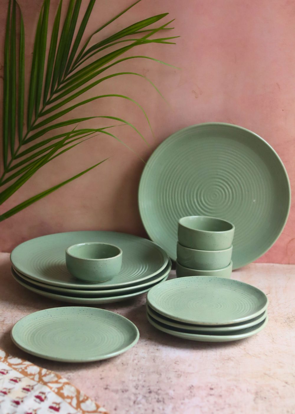 Handmade Set of 12 - Sage Green Dinner set