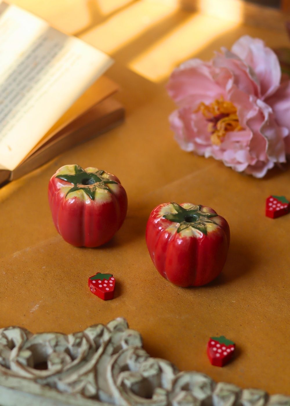 handmade Tomato decor accent - set of 2