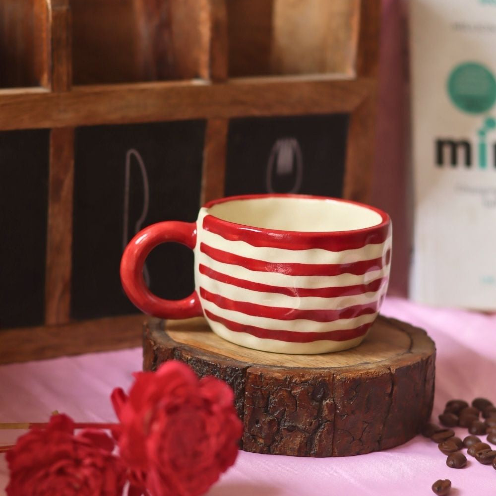 Handmade Red Lined Mug