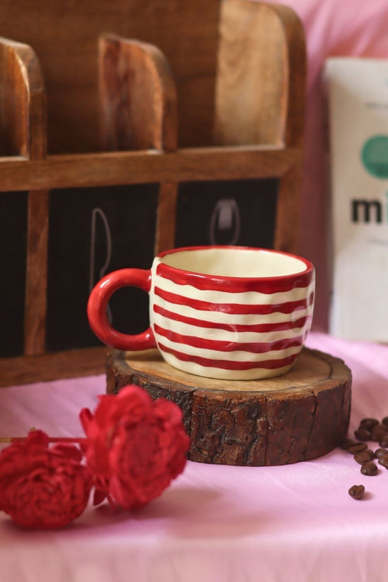 Handmade Red Lined Mug