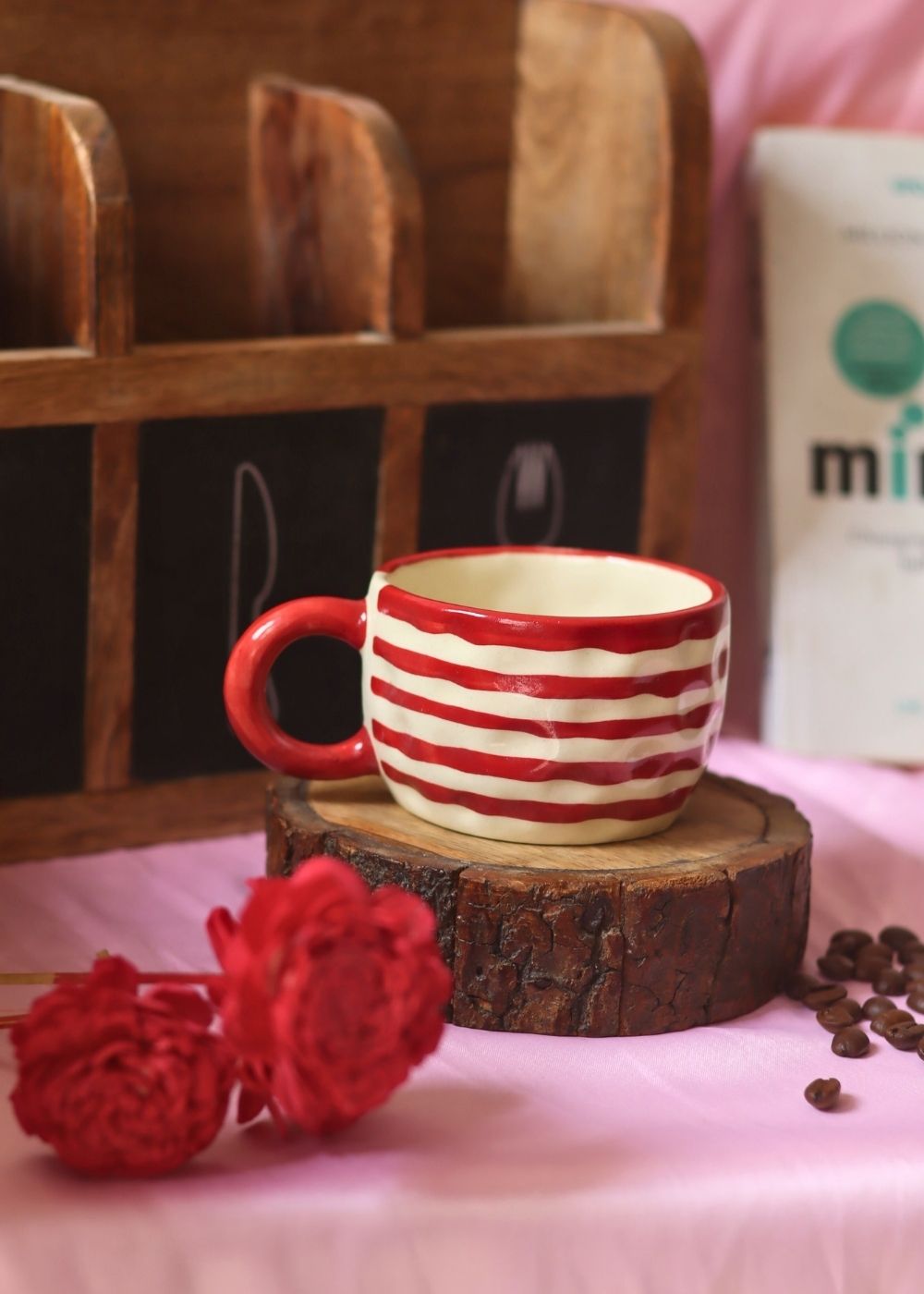 Handmade Red Lined Mug