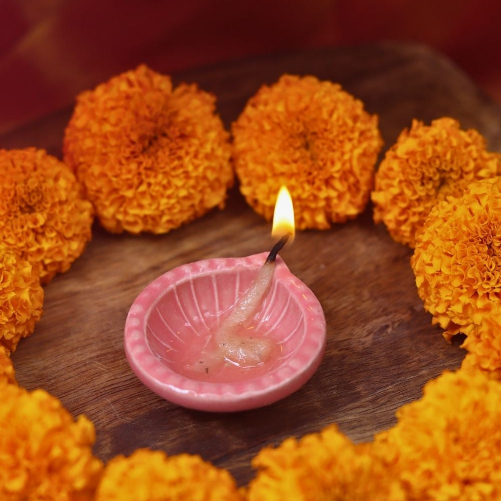 Handmade Set of 4 - Diwali Diya - pink