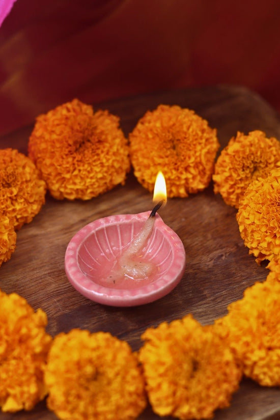 Handmade Set of 4 - Diwali Diya - pink