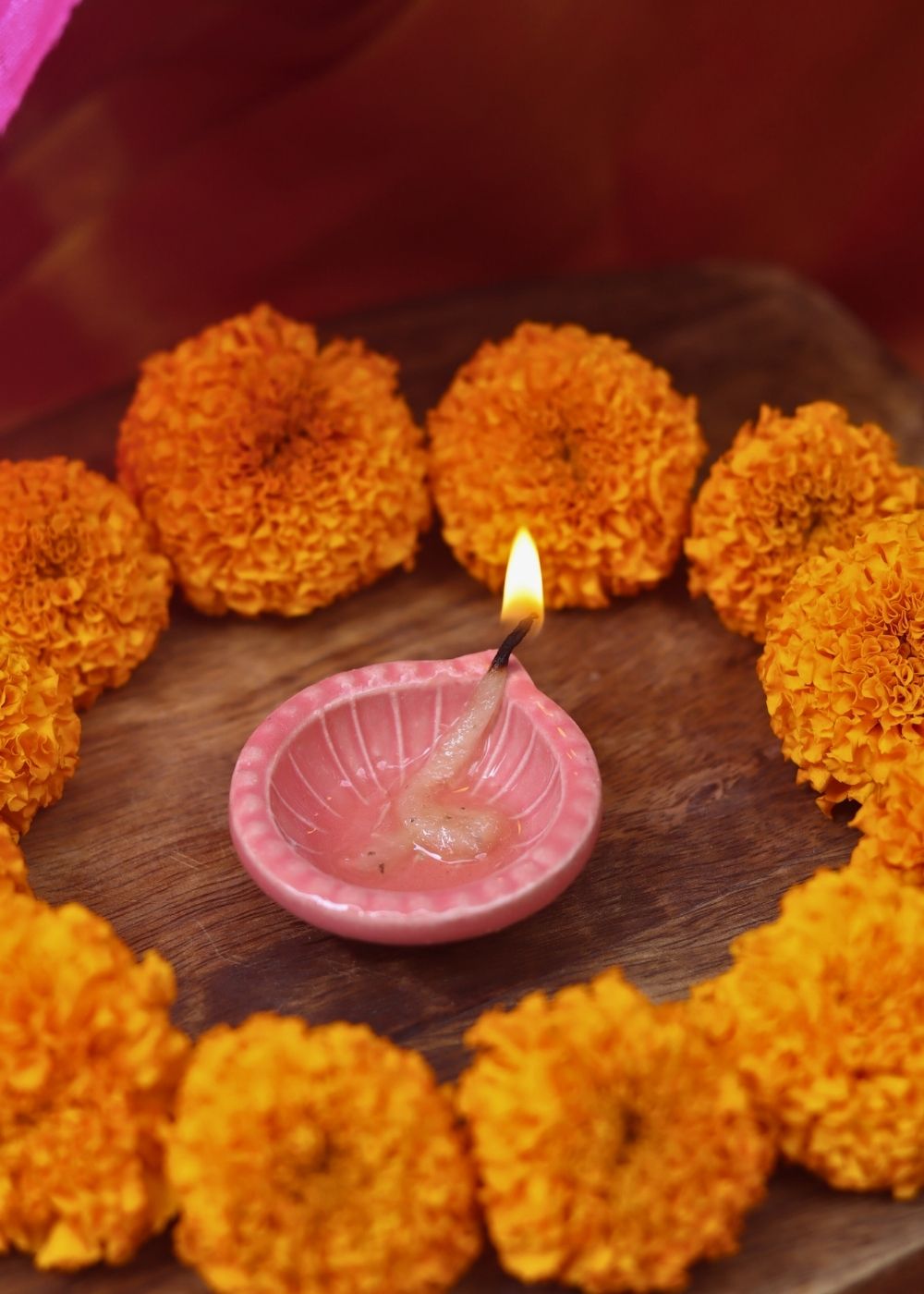 Handmade Set of 4 - Diwali Diya - pink