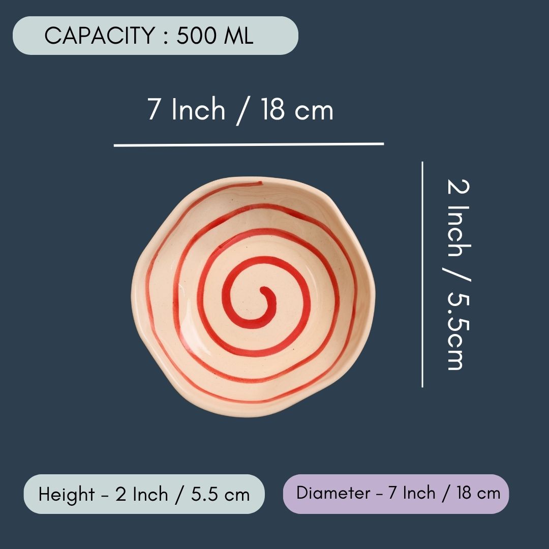 Red & White Spiral Bowl