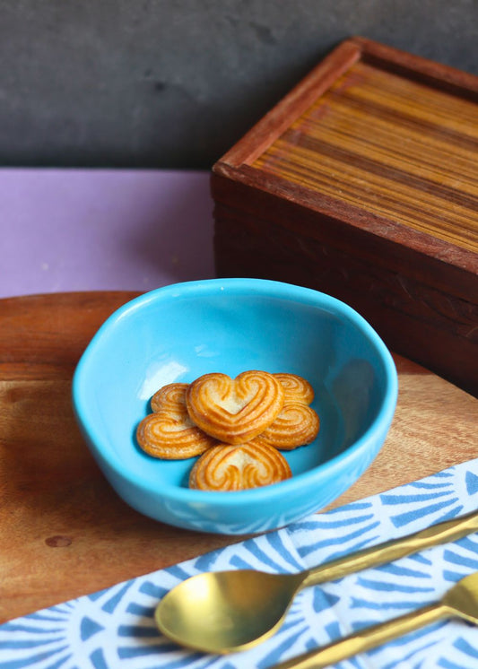 handmade sky blue nut bowl 