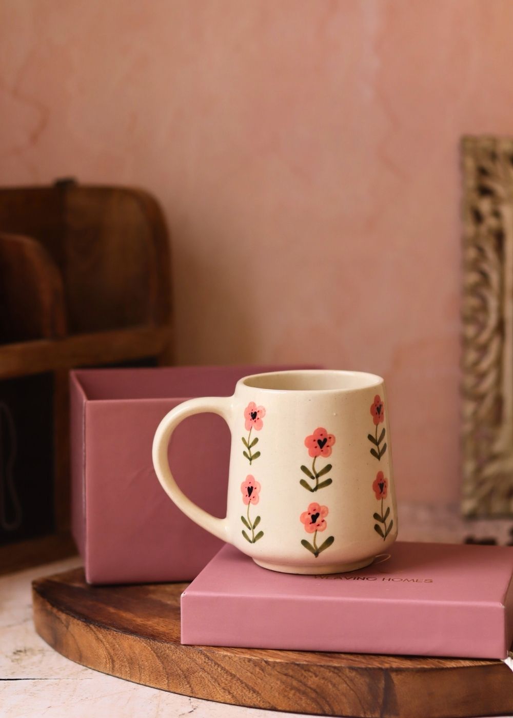 Poppy mug in a gift box with premium quality material, handmde in India