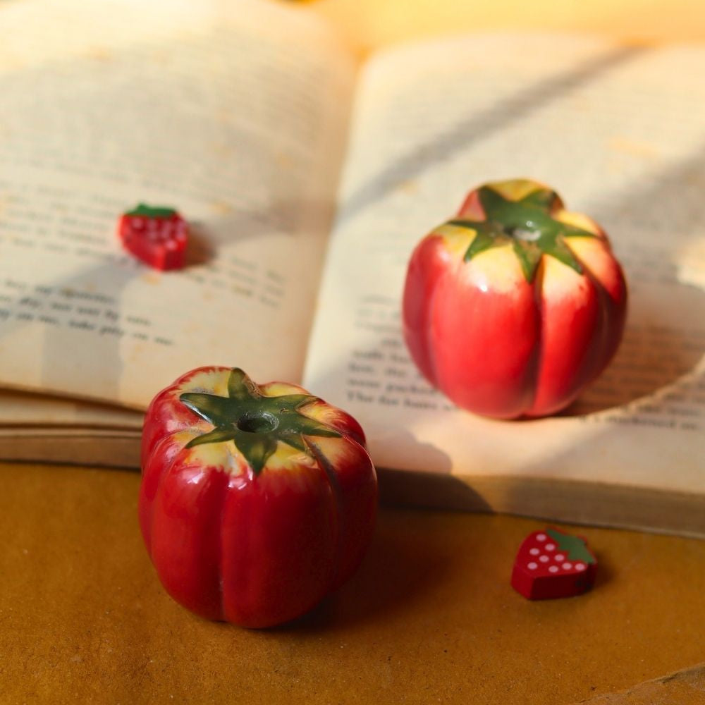 Tomato decor accent - set of 2 made by ceramic