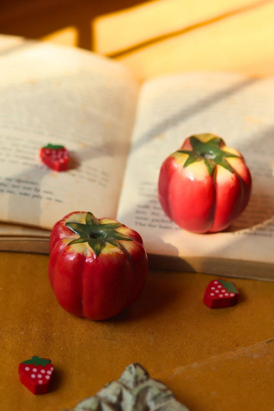 Tomato decor accent - set of 2 made by ceramic