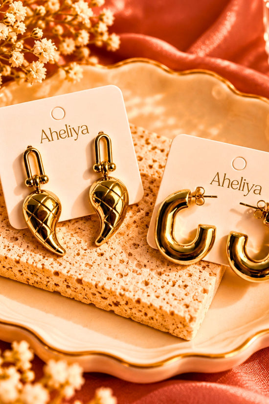 Set of 2 - Chunky U-Shaped & Mirchi Earrings combo