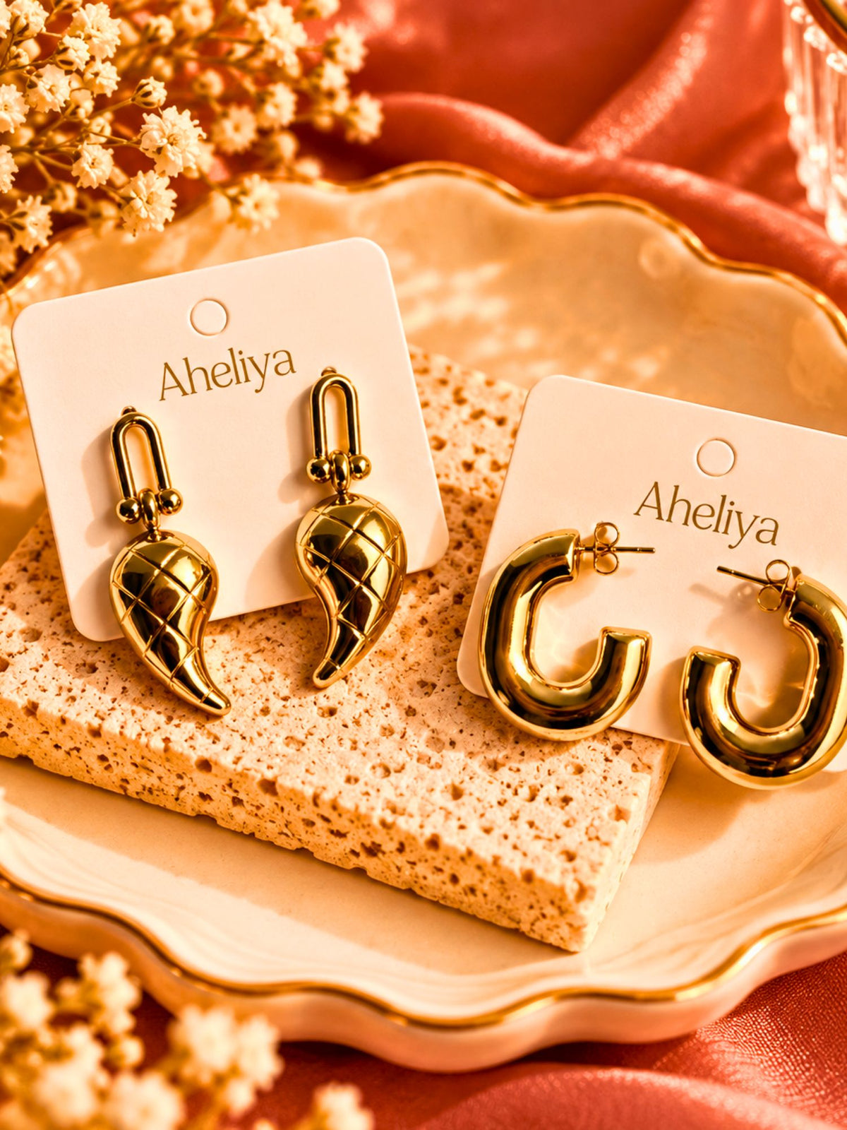 Set of 2 - Chunky U-Shaped & Mirchi Earrings combo