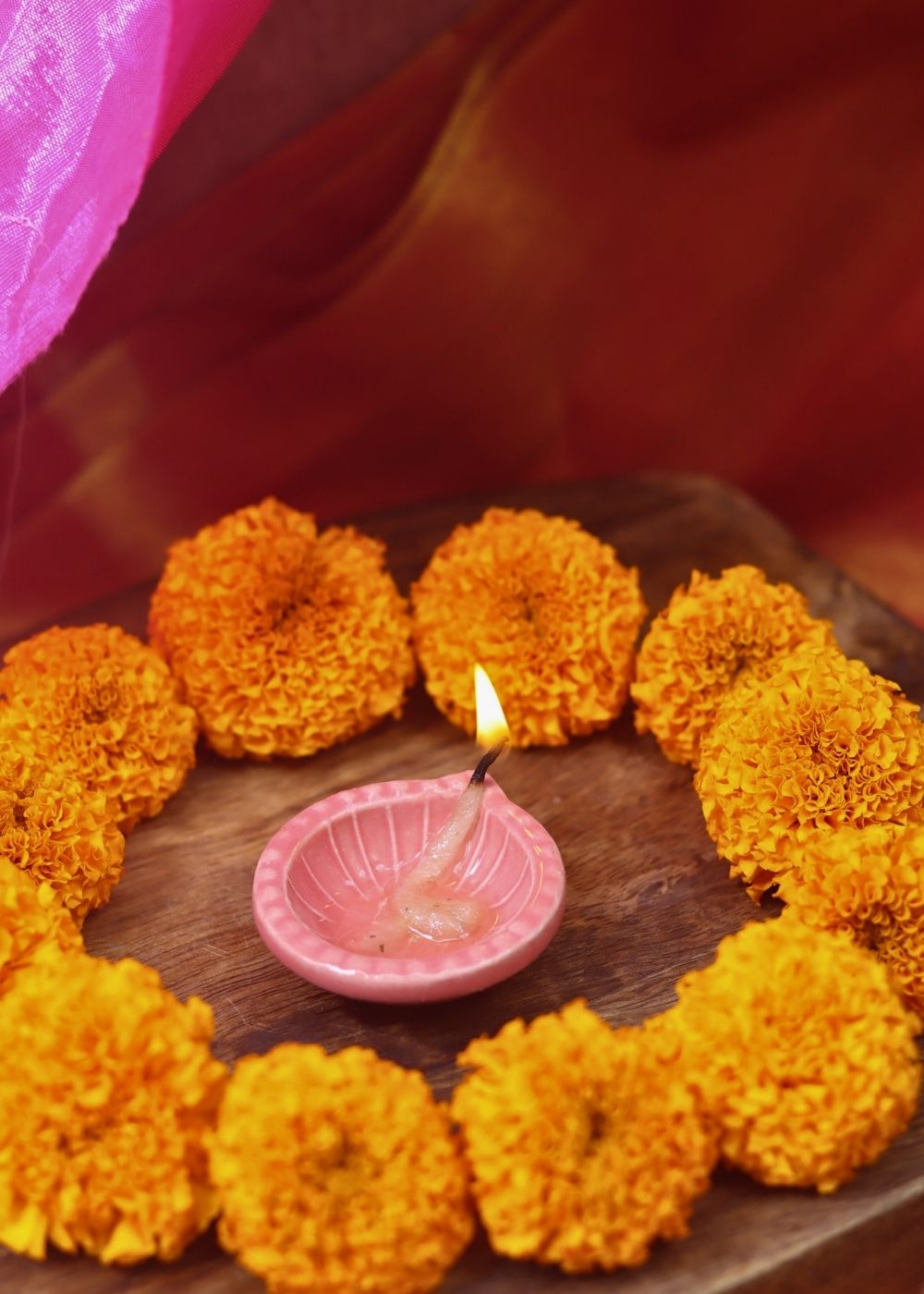 Set of 4 - Diwali Diya - pink made by ceramic