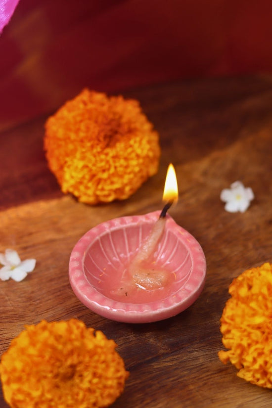 Set of 4 - Diwali Diya - pink with premium quality material