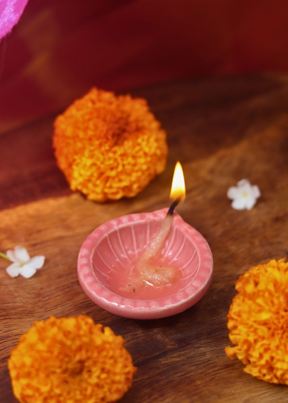 Set of 4 - Diwali Diya - pink with premium quality material