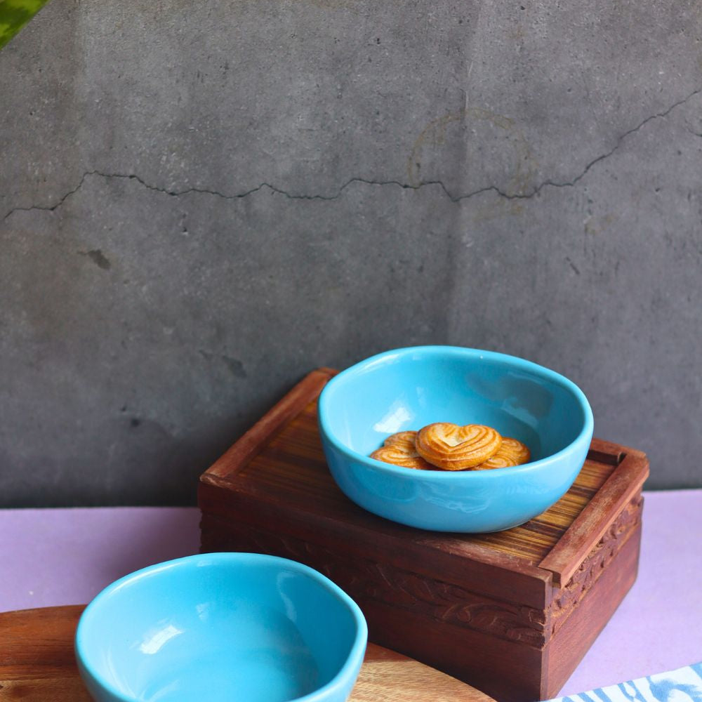 sky blue nut bowl handmade in india 