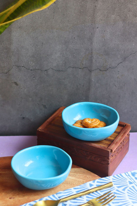 sky blue nut bowl handmade in india 