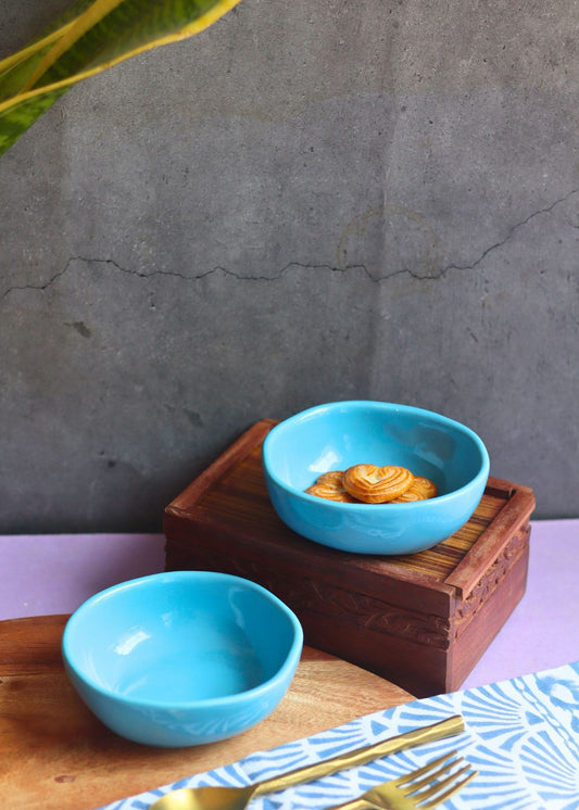 sky blue nut bowl handmade in india 