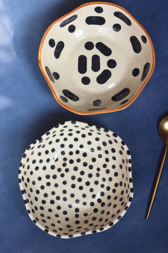 Black Block & Black polka Bowls - Set of 2 with premium quality material
