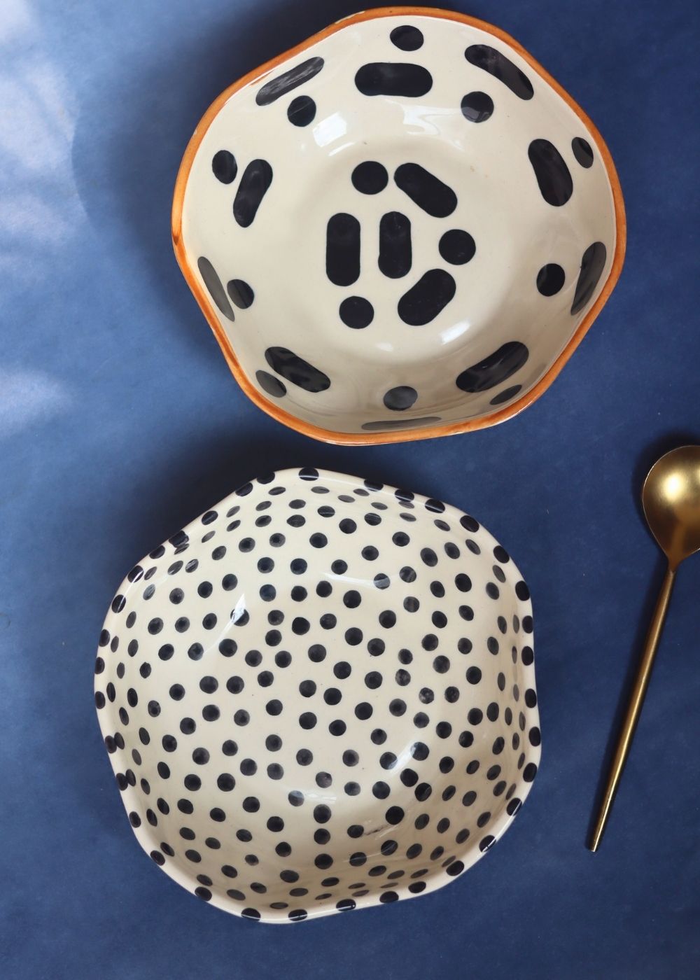 Black Block & Black polka Bowls - Set of 2 with premium quality material