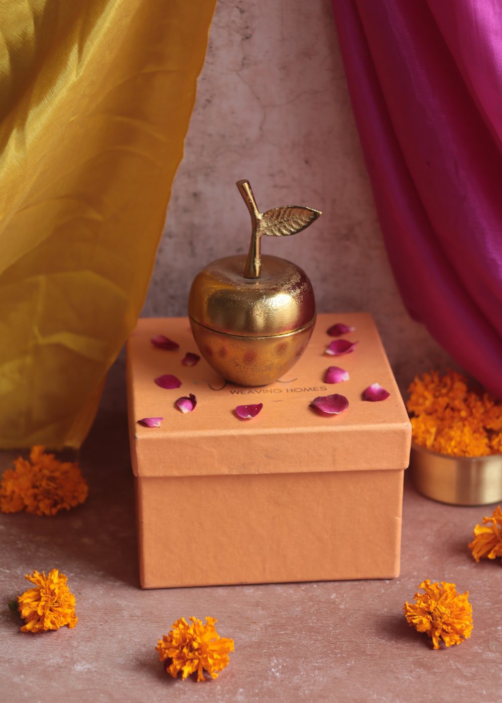 Golden Apple Jar Diwali Gift Box made by metal