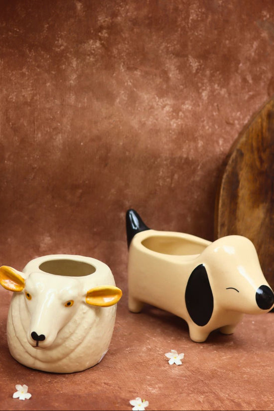Handmade Cutest Dog & Cow Planter combo