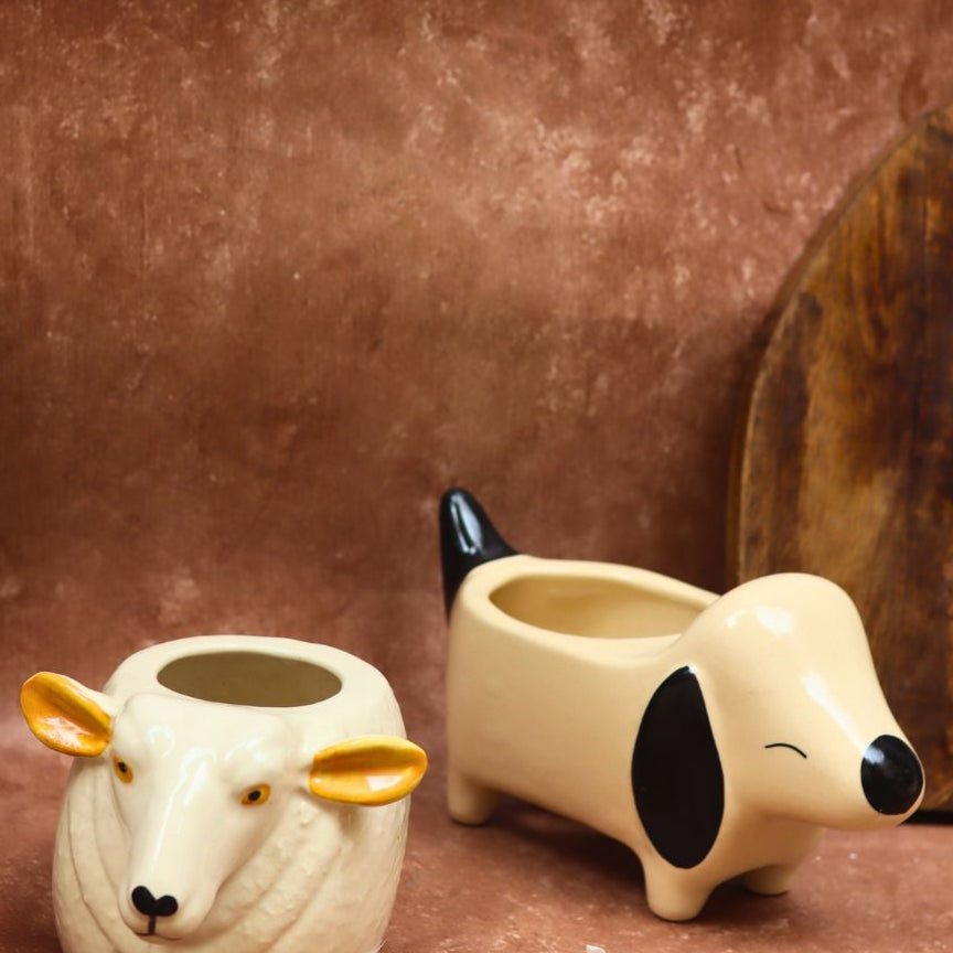 Handmade Cutest Dog & Cow Planter combo