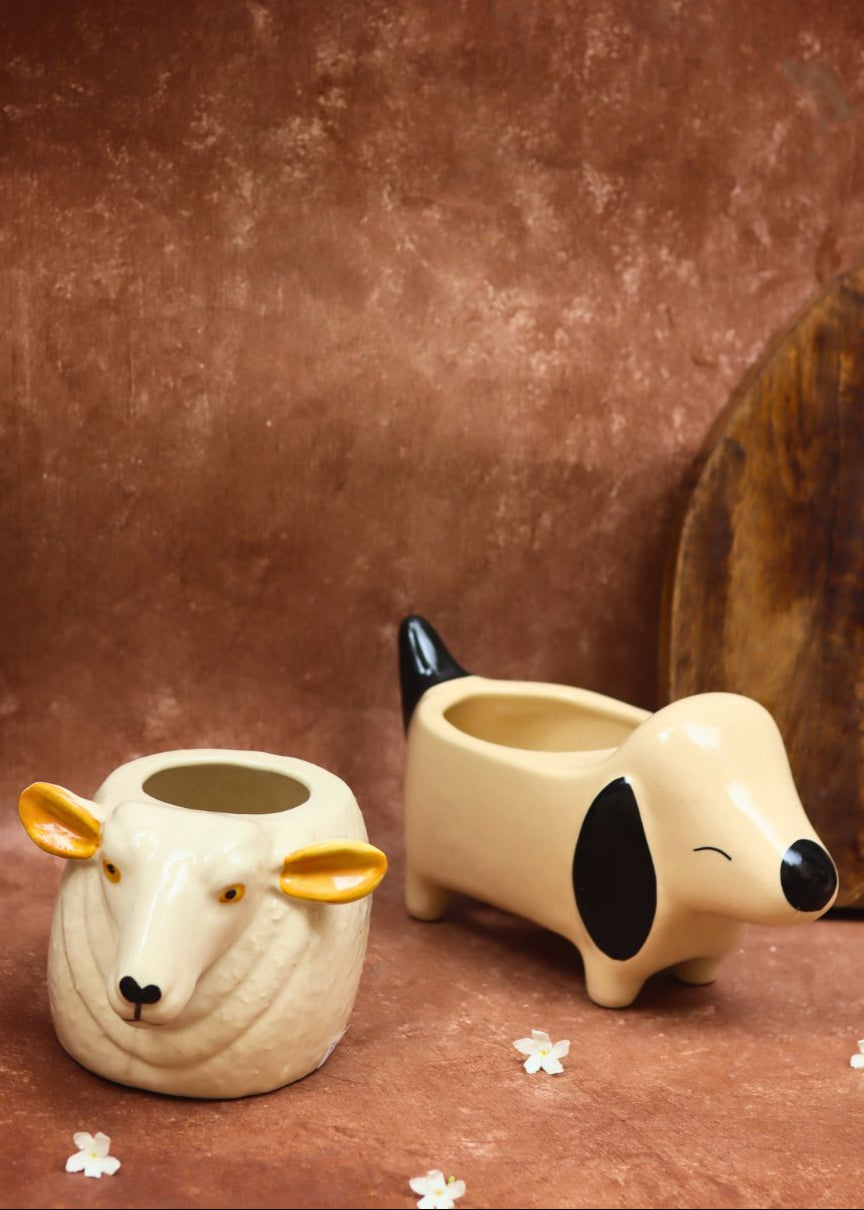 Handmade Cutest Dog & Cow Planter combo