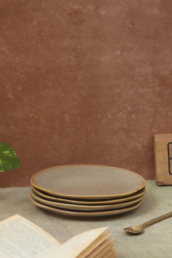 Set of 4 - Beige Artisanal Dinner Plate
