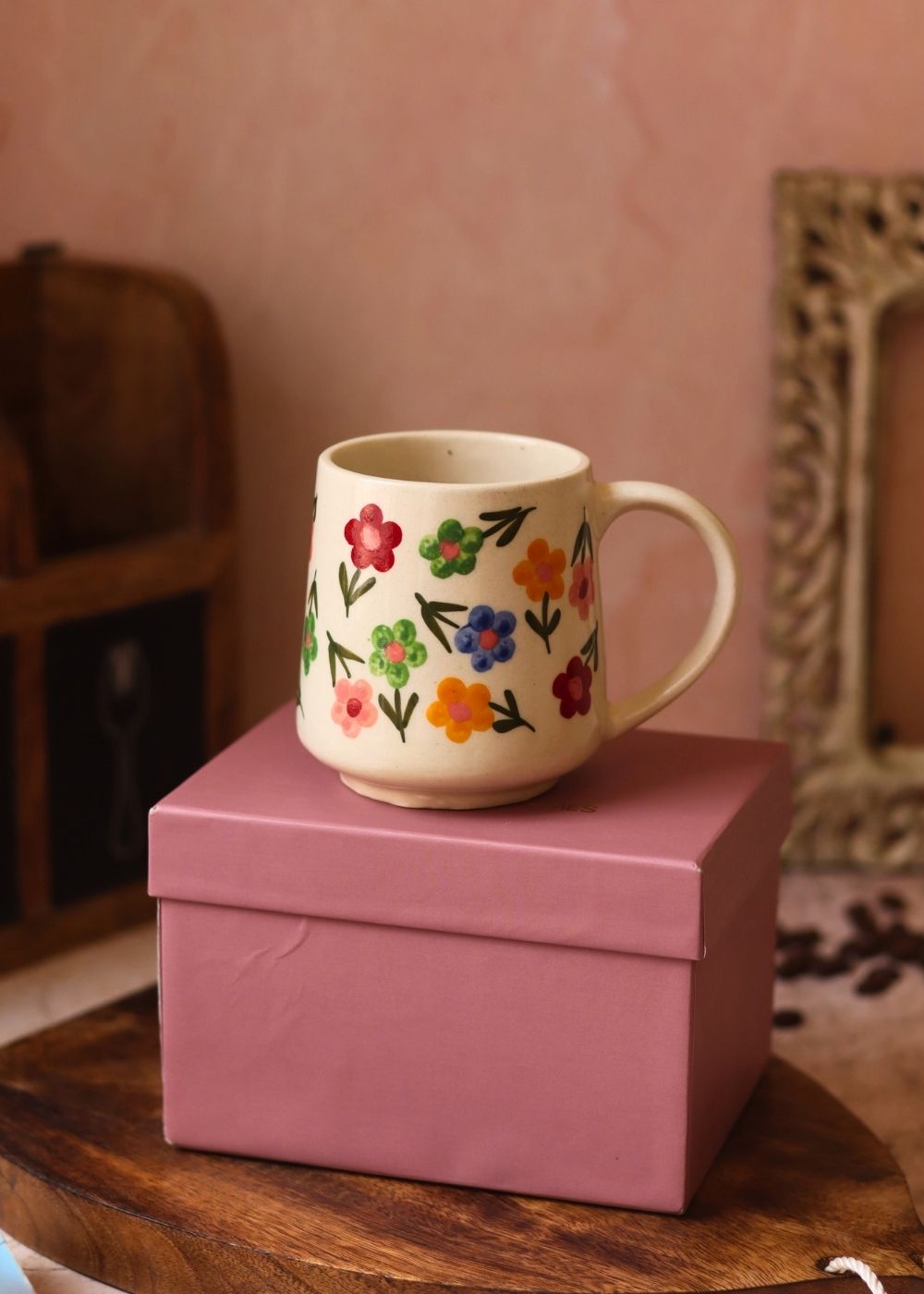 handmade Floral blossom mug in a gift box