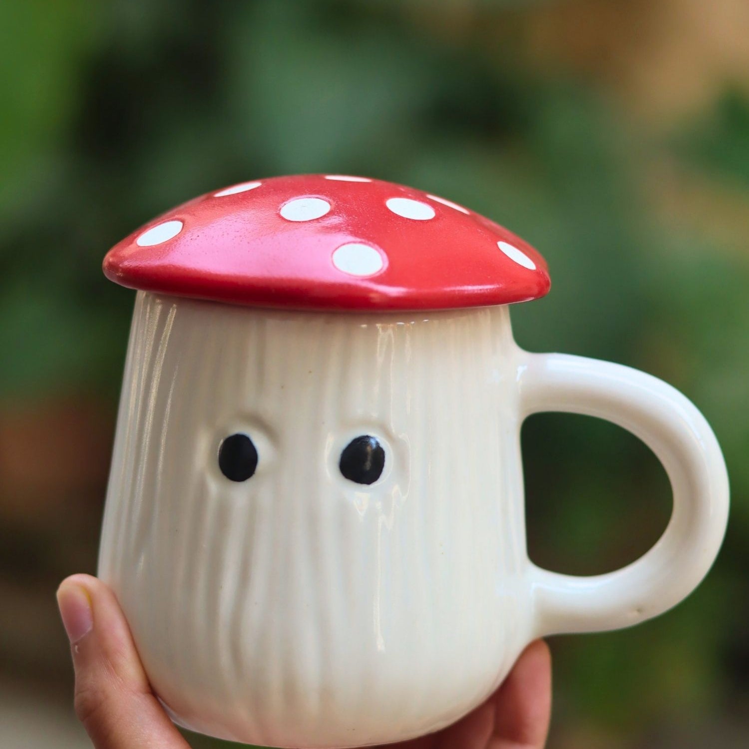 Mushroom Mug With lid made by ceramic