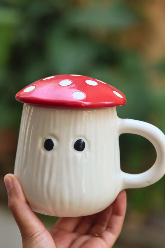 Mushroom Mug With lid made by ceramic