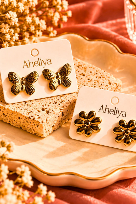 Set of 2 - Simply Phoolish & Butterfly Studs Earrings Combo