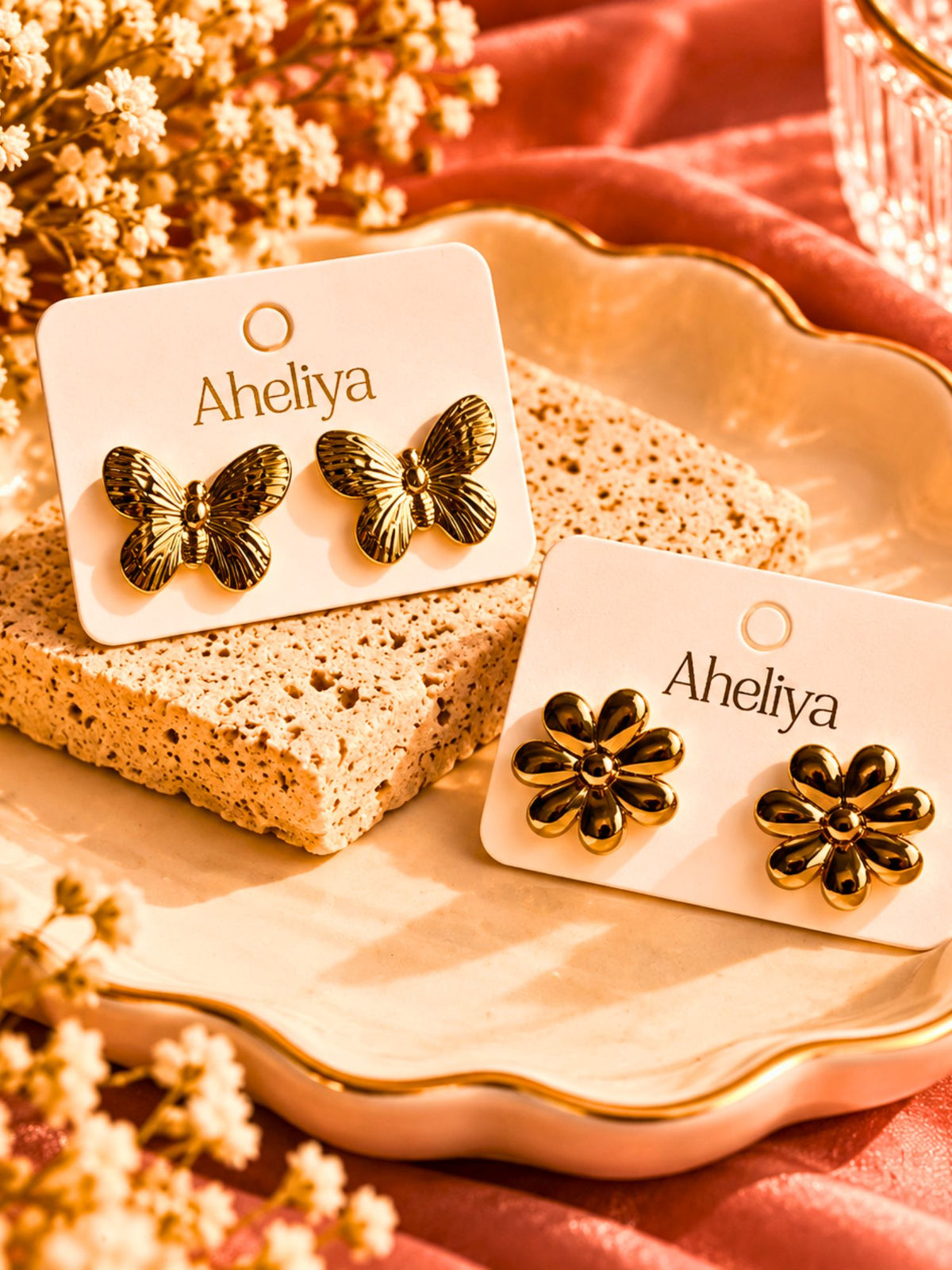 Set of 2 - Simply Phoolish & Butterfly Studs Earrings Combo