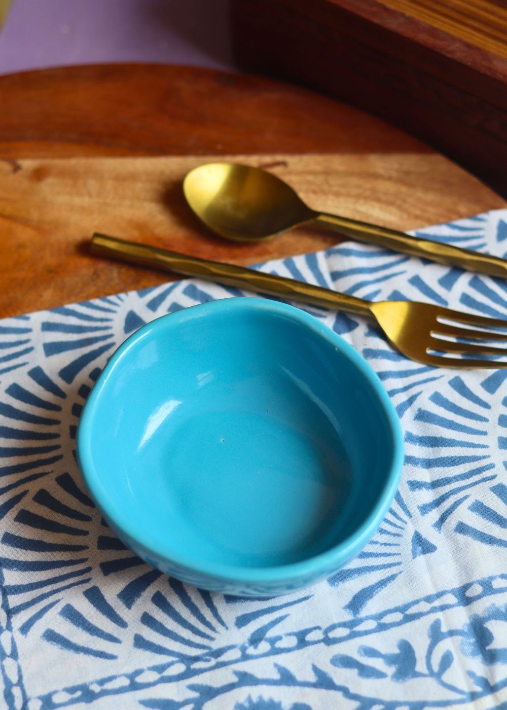 sky blue nut bowl made by ceramic