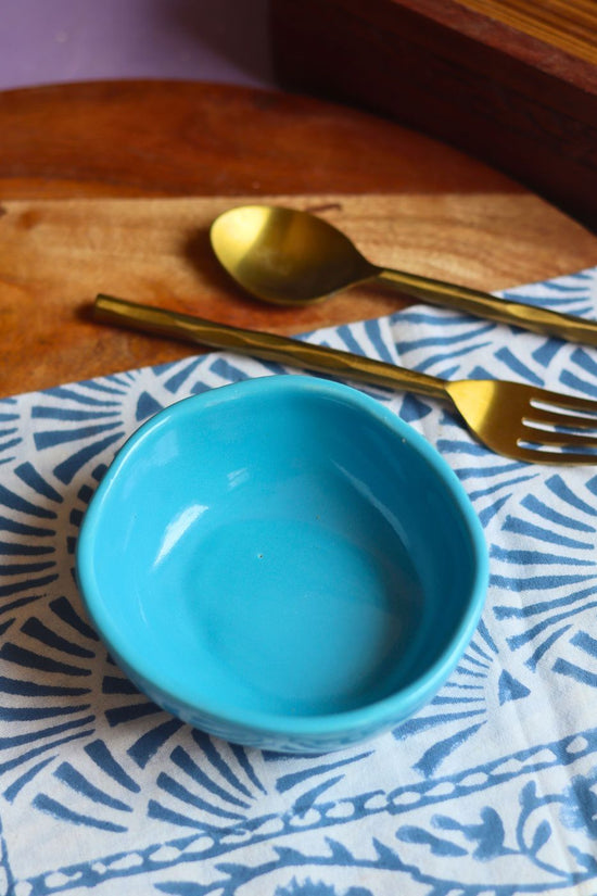 sky blue nut bowl made by ceramic