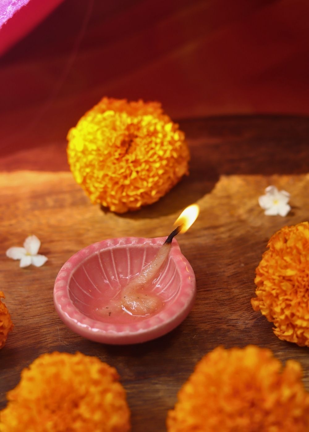 Set of 4 - Diwali Diya - pink handmade in india