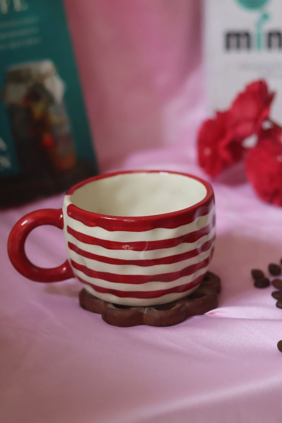 Red Lined Mug handmade in india
