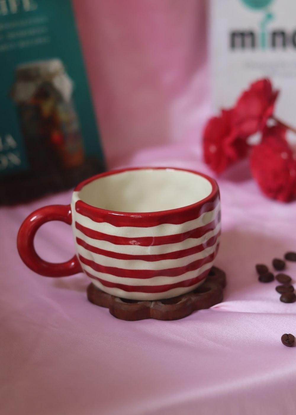 Red Lined Mug handmade in india