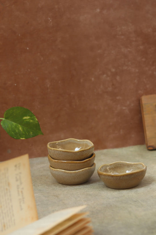 Handmade Set of 4 -  Beige Artisanal Katori