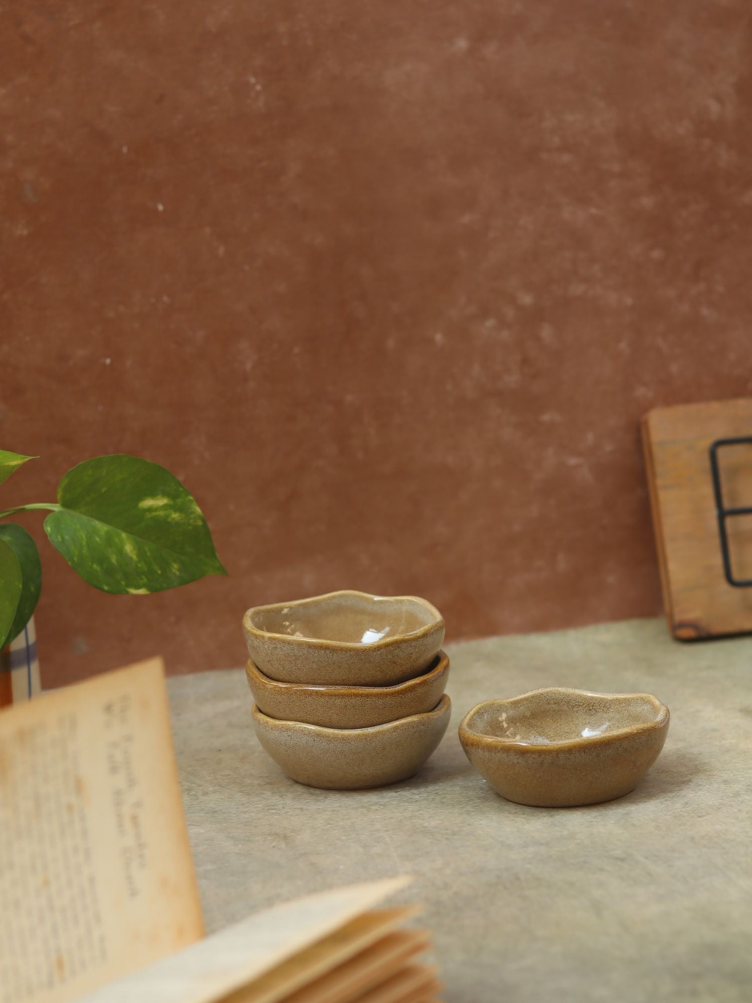 Handmade Set of 4 -  Beige Artisanal Katori