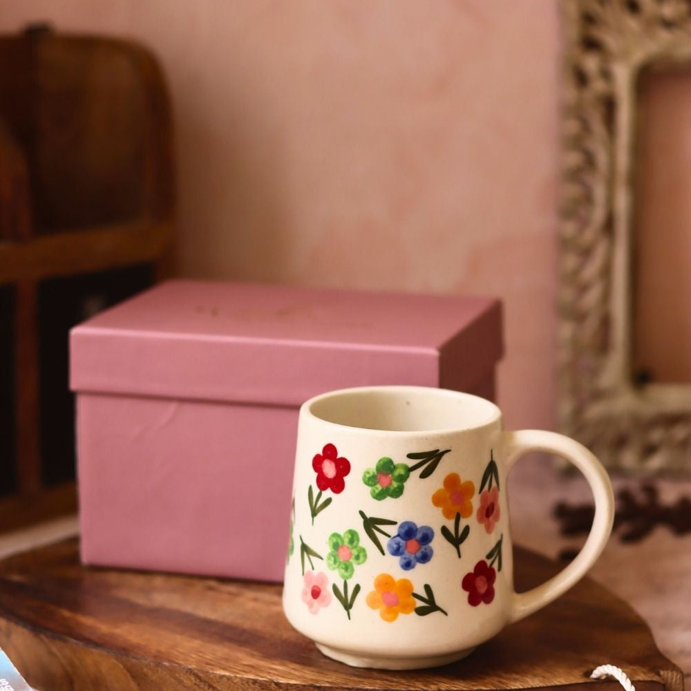 Floral blossom mug in a gift box made by ceramic