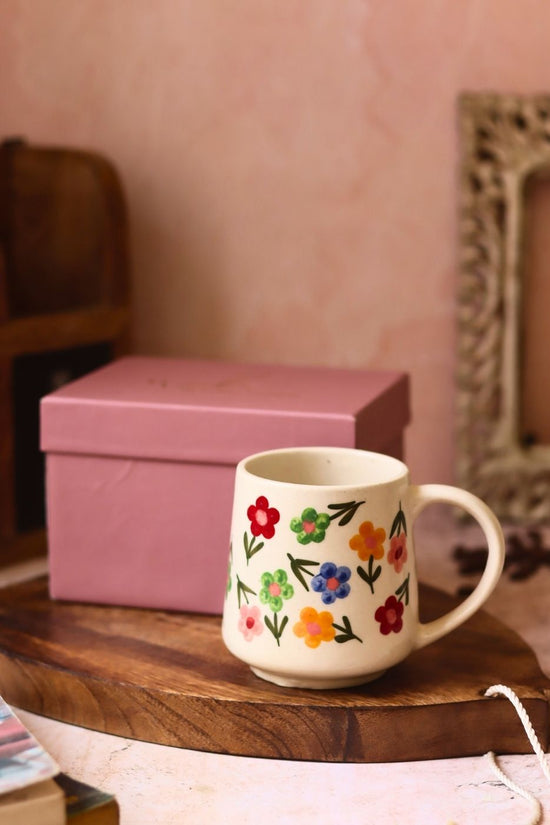 Floral blossom mug in a gift box made by ceramic