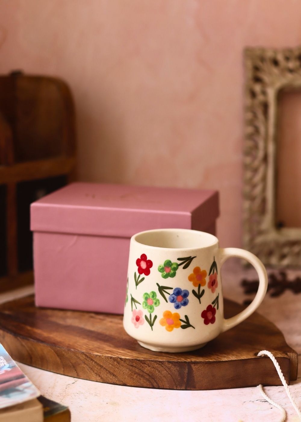 Floral blossom mug in a gift box made by ceramic