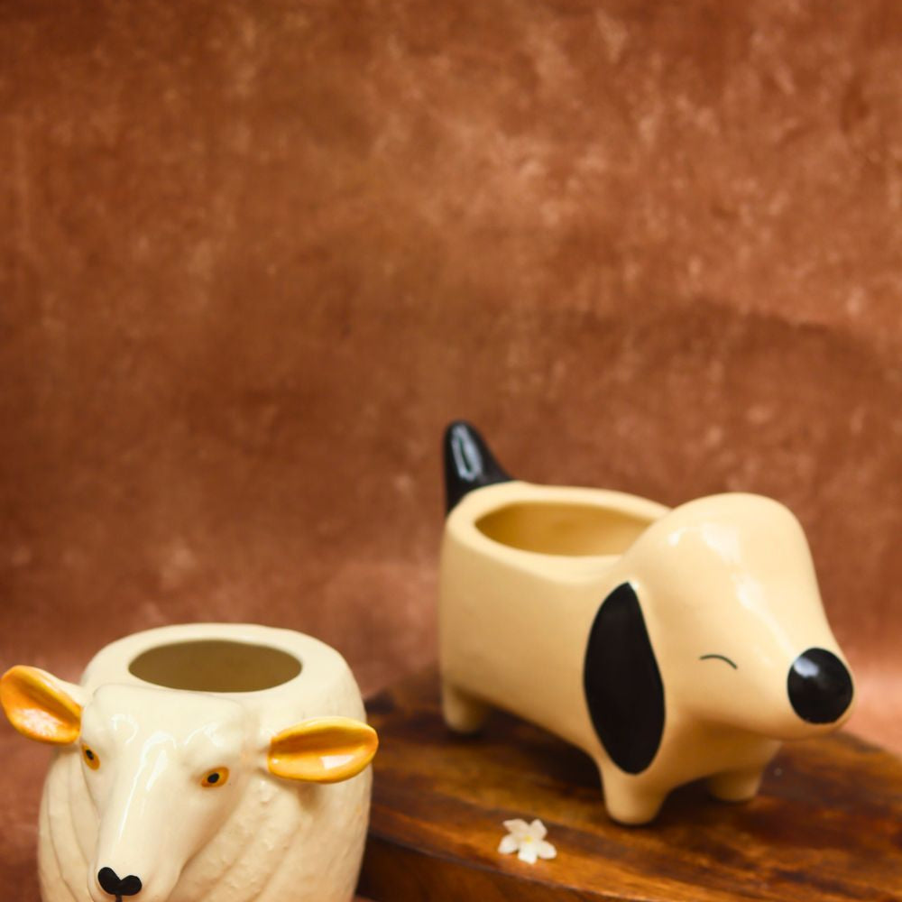 Cutest Dog & Cow Planter combo made by ceramic