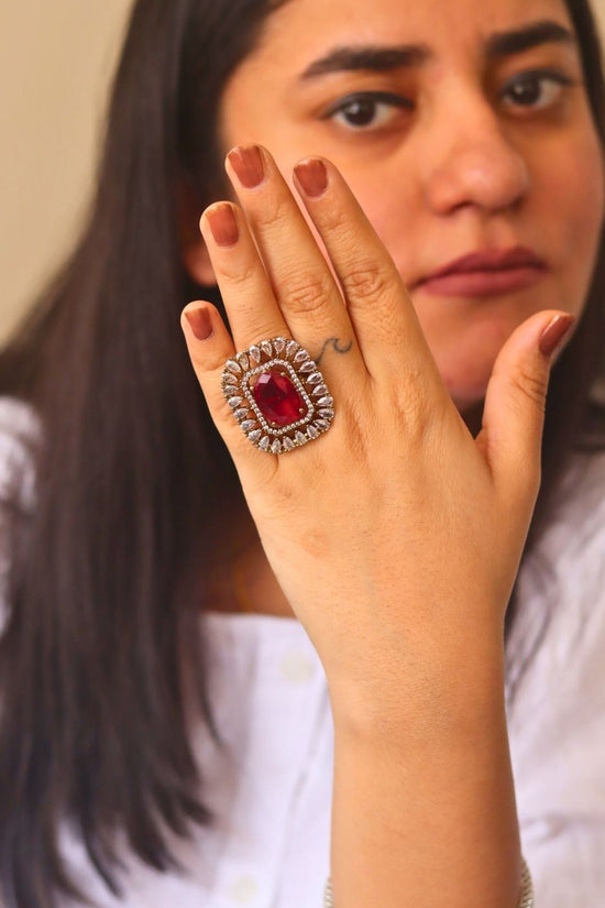 anti tarnish Ruby Aurora Ring 